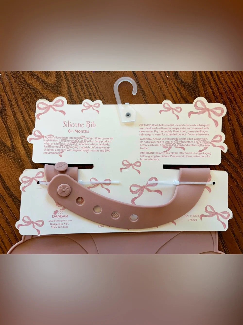 Silicone Bib for Kids - Pink bow